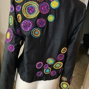 Anage Jacket/Shirt. Black with Beading. Size Small